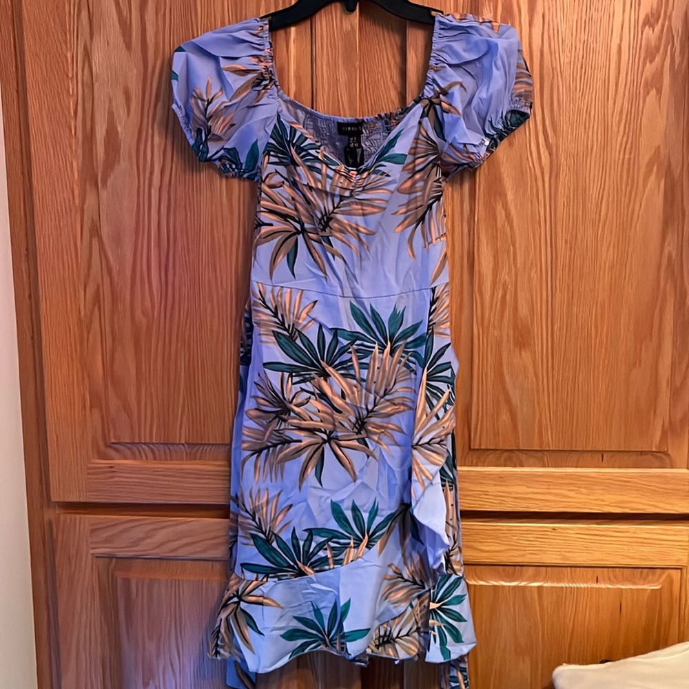 Sky Blue Floral Leaf Dress XS and XL